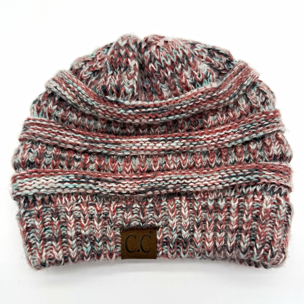 C.C Multicolor Heathered Knit Beanie Hat Unisex Adults Stretch Casual One Size